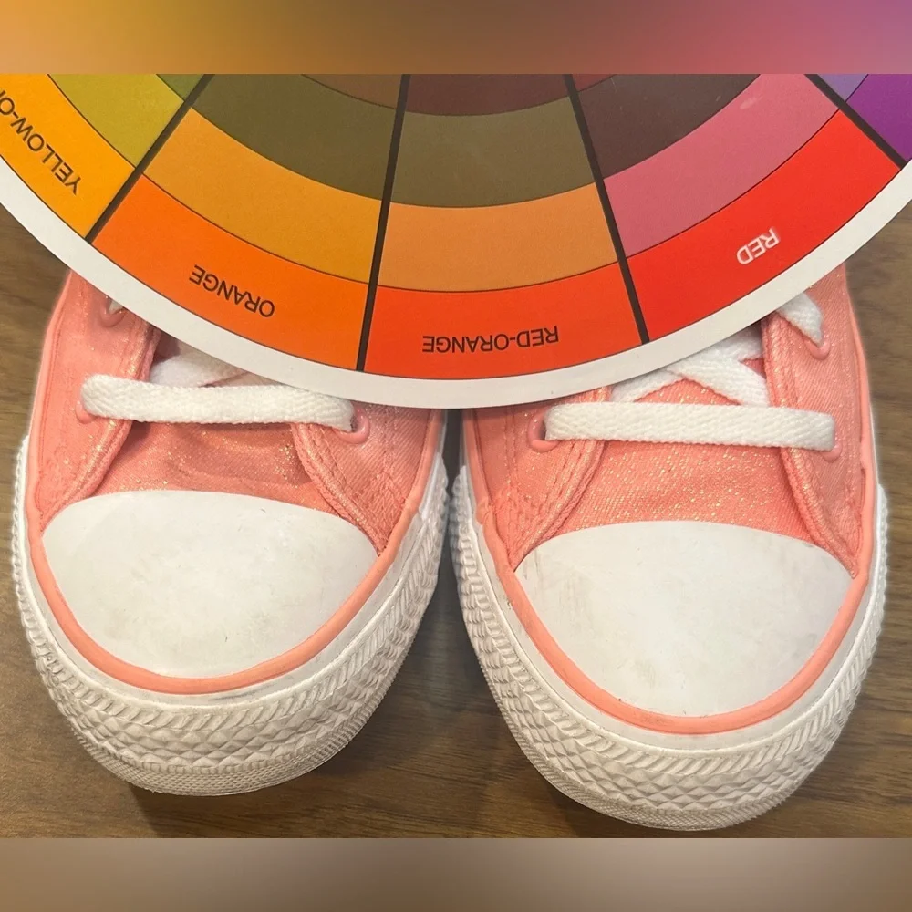 Converse All Star Chuck Taylor Pink/Coral Shimmer High Top Sneakers Big Kid Sz 6
